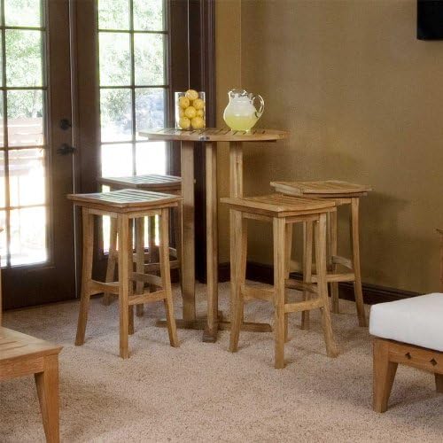 Somerset 5pc Teak Bistro Table Barstool Set