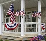 2 1/2x3 1/2' US flag with 6 8x12 stick flags with mounting bracket for both & 2 mini fan flags