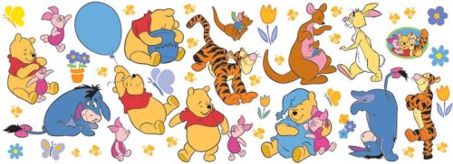 Childrens Toyshop  Third Party New : Disney Winnie The Pooh Stikarounds x 46 (Removable Wall Sticker Set)