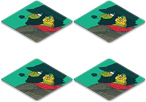 Creative Art Man Smake Abstract Design Punktail's Collections Square Coaster (4 Piece) Set Fabric Rubber 5 Inch