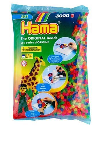 Childrens Toyshop  Spielwaren : Hama 201-51 - The Original Beads, 3000 Perlen, neon, gemischt