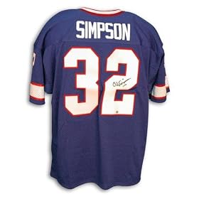Autographed OJ Simpson Throwback Blue Bills Jersey