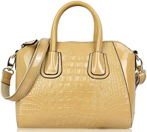 Lush Leather Small Exotic Looping Top Zip Beige Bag