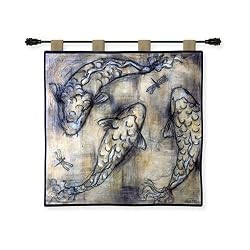 Japanese Koi Fish Tapestry Wallhanging Comes With Wall Hanging Rod