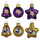 NFL Minnesota Vikings Blown Glass Ball, Bell & Star 6-Pack Ornament Set
