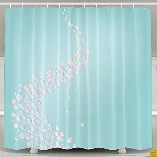Herry Noo Polyester Bath Curtain Hubble-Bubble In Ocean Bathroom And Home Decorations With Hanging Ring,White With Pictures