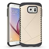 Galaxy S6 Armor Case, X-Master® [Shock Absorption] [Minimalism Series]2in1 Hard PC Cover with Soft Silicone Case Hybrid Defender Shockproof Protective Case for Samsung Galaxy S6 5.1 inch (Gold)