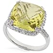 1/3 carat Diamond & 11x11mm Lemon Quartz Ring in 14K White Gold