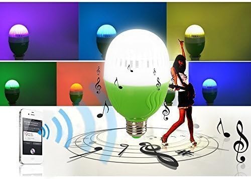 ASSEM Cellphone Bluetooth speaker E27 base LED Stage Disco Novelty Lamp 5W LED white lighting + 3W colorful mood lighting with Built-In Bluetooth Speaker Music player and remote controller
