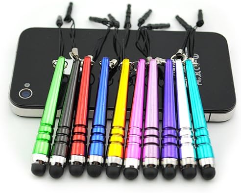 Treasure Valley - 10PCS Universal Capacitive Stylus/Styli Pen Bundle Sharp Pattern Stylus Pen with Dust Plug For iPad Air, iPad Mini, iPod Touch, iPhone 4, 4S, 5, 5S, Samsung Galaxy Note 2, Galaxy Note 3, Galaxy S4, Galaxy S5, Sony PSP, BlackBerry, Kindle Fire, Motorola Droid Phones, All Tablets, 10PCS 10COLORS