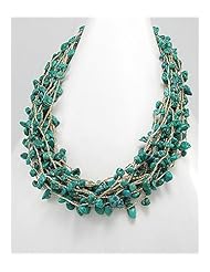 Japanese silk cord Turquoise Necklace In Zinc