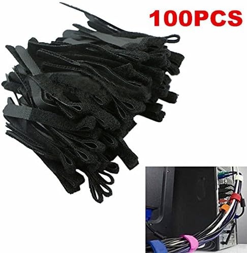 100x Reusable Nylon Velcro Hook Loop Cable Cord Ties Tidy Straps Organiser Black