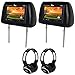 Package: Pair of Tview T725PL-Black Car Headrests With 7 TFT-LCD Monitors Pre-Installed + (2) Rockville RFH3 Dual Channel Wireless Ir Headphones RS.19399.00