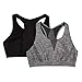 Fruit of the Loom Big Girls Performance Racerback Sport Bras 2 Pack, Black/Dark Grey Heather, 32