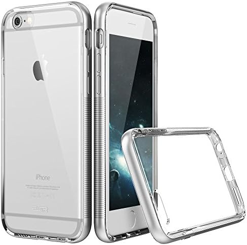 iPhone 6 Case,ESR iPhone 6 Metal Hybrid Aluminum Frame Soft TPU Bumper Translucent Clear Case Cover for iPhone 6 [Free Gift: HD Clear Screen Protector] (Hermit Silver)