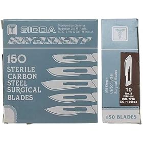 No 10 SICOA Carbon Steel Scalpel Blades Small End 150pc