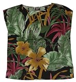 Pullover Blouse - Oriental Watercolor Cap Sleeve Side Slits Women's Hawaiian Aloha Pupu Top