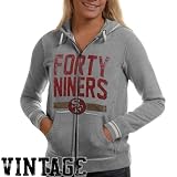 NFL Mitchell & Ness San Francisco 49ers Ladies Vintage Full Zip Hoodie - Gray (Large)