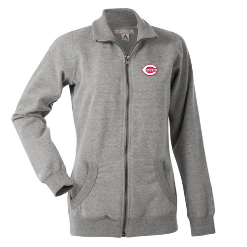 Cincinnati Reds Women's Revolution Track Jacket by Antigua - Heather Small