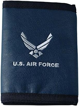 U.S. AIR FORCE WINGS: Wallet Logo Direct Embroidered on Ultra Leather Fabric Tri Fold Wallet