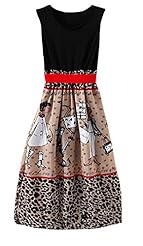 Colorblocking Cotton Flared-Skirt Leopard Print Maxi Dress 