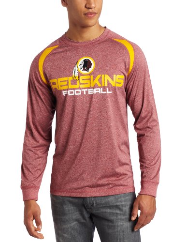 NFL Men's Washington Redskins Fanfare IV Long Sleeve Crew Neck Synthetic Marled Tee (Dark Garnet Marled/Gold, Medium)
