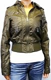 Faux Leather Bomber Jacket with Removable Hood