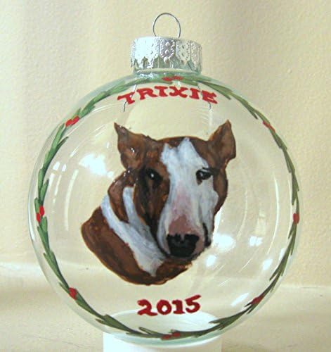 Bull Terrier Dog, Christmas Ornament, Custom Holiday Decoration, Pet Portrait, Original Art, Dog Decor