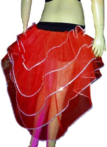 Red Silver Sequins Glitter Dot Layer Tutu Skirt Peacock Halloween Christmas