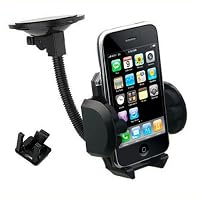 Imoove - Support Auto Voiture Universel Ventouse Pour Fixation Sur Pare Brise Sur Grille De Ventilation Ou Sur Tableau De Bord Pour Iphone 4s 5 Samsung Galaxy S2 S3 Htc Sony Xperia Nokia Lg Gps Tomtom Garmin Col De Cygne 20 Cm
