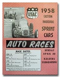 1958 Reading Fairgrounds Sprint Car Racing Poster Print