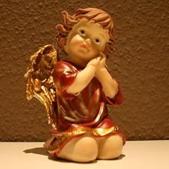 Engel knieend Rot und Gold - Weihnachtsengel