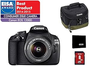 Canon EOS 1200D + 18-55mm - C&aacute;mara digital (18 MP, SLR Kit, CMOS, Canon EF, Canon EF-S, TTL, Servo Auto Focus), color negro `(Importado)