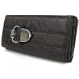 Ladies Brown Designer Ostrich Effect Buckle Wallet Purse'