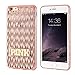 Iphone 6 plus case,3D Chevron pattern transparent shiny soft TPU hybrid rubber case with PINK Metal kickstand and electroplated bumper cover for Apple iPhone 6 plus/iphone 6s Plus rose gold