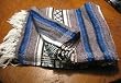 Large Authentic Falsa Mexican Yoga Blankets Throw Rugs Gray/black/navy Blue