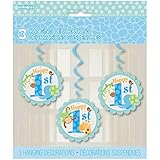 32" Hanging Blue Safari First Birthday Decorations, 3ct