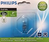 2 x Philips EcoHalo 25W (=35W) GY6.35 12V Energy Saving Halogen Capsule Lamps, 2 Years, Dimmable, 2800K Warm White Light Bulbs, 440 lm