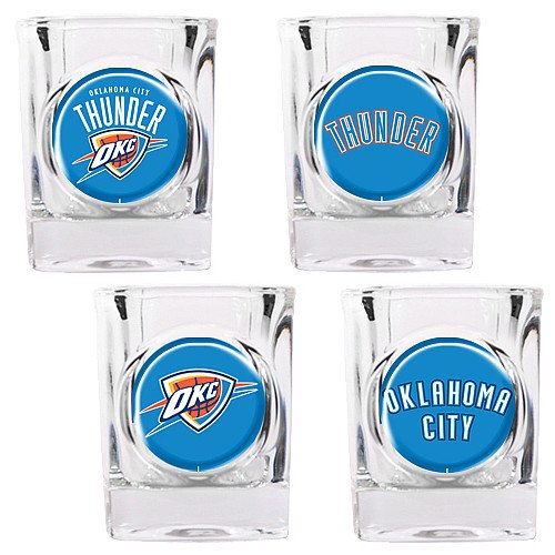 NBA Oklahoma City Thunder Four Piece Square Shot Glass Set (Individual Logos)