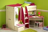 PARISOT Kinderbett Multi-Funktions-Hochbett Miss Griotte kiefer weiß pink