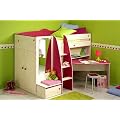 PARISOT Kinderbett Multi-Funktions-Hochbett Miss Griotte kiefer wei� pink