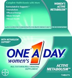 One-A-Day Women's Active Metabolism Multivitamin/Multilateral Supplement Tablets, 100-Count Bottles (Pack of 2)