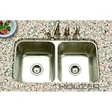 Houzer STD-2100-1 Eston Series Undermount Double Bowl 50/50 Kitchen Sink Stainless Steel