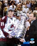Joe Sakic Autographed/Hand Signed 8x10 Photo (Colorado Avalanche, with Stanley Cup) JSA