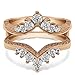 Silver Chevron Style Ring Guard with Millgrained Edges and Filigree Cut Out Design with CZ (0.74 ct. twt.)