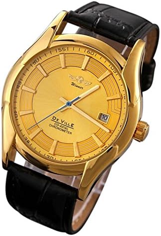 SunShine Day Luxury Winner Mechanical Watches Man Stainless Steel Back Wristwatches Calendar Skeleton Pu Leather Gift