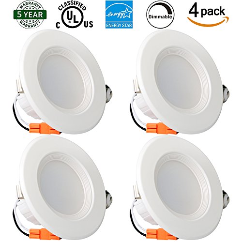 4 Pack Eagledlight 4 Inch Dimmable LED Downlight, Energy Star, UL Listed, 9W (65W Equivalent), 720LM, 5000K Daylight White, Retrofit LED Recessed Lighting Fixture, Can Lights for Ceiling Retrofit LED