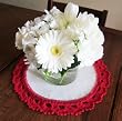 Handmade Vintage Inspired Table Doily - Organic Fabric with Crocheted By Hand Cotton Border (One-of-a-kind)