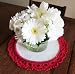 Handmade Vintage Inspired Table Doily - Organic Fabric with Crocheted By Hand Cotton Border (One-of-a-kind)