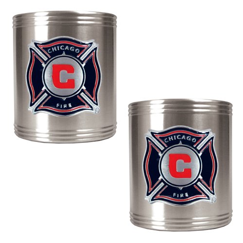 Chicago Fire MLS 2pc Stainless Steel Can Holder Set - Primary Team Logo